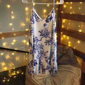 Blue and White Floral Shift Dress